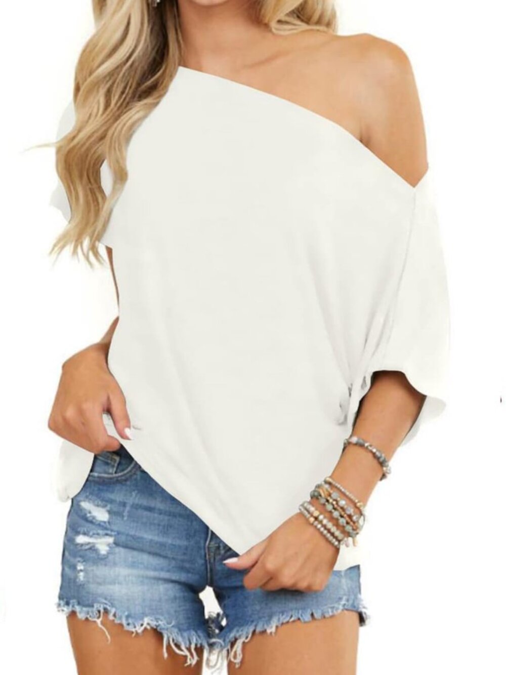 🆕 Off The Shoulder Tops for Women Short Sleeve T Shirts Casual Loose Batwing